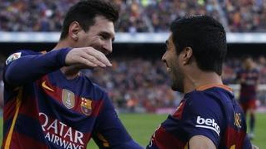 Messi i Suárez durant el 0-4 de l&#039;anada.