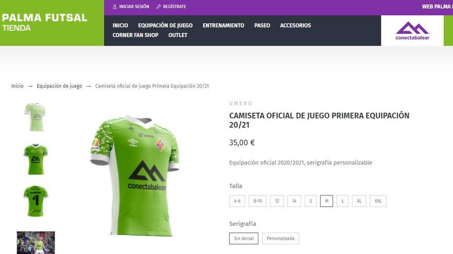 La tienda virtual del Palma Futsal, intuitiva y en su página web.