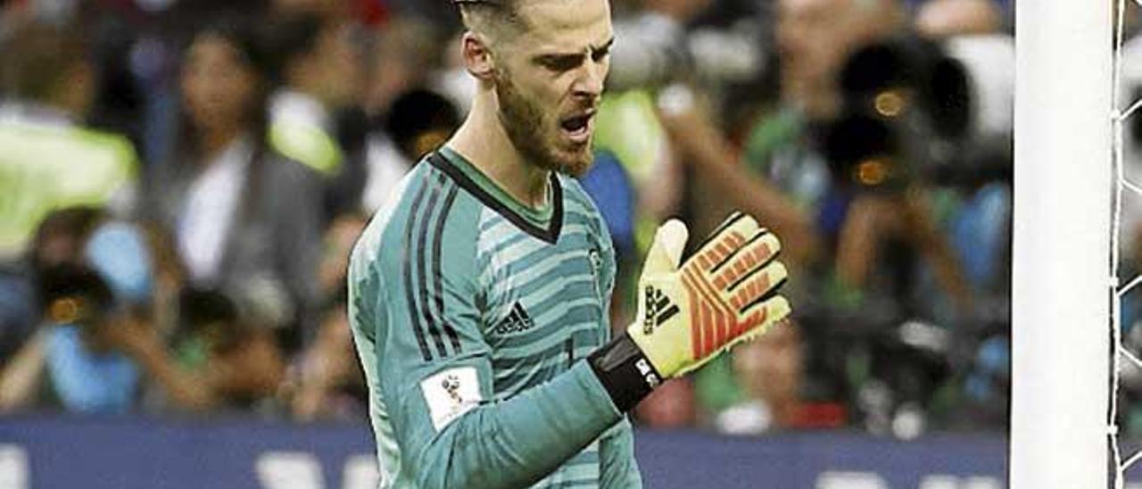 De Gea muestra su enfado.