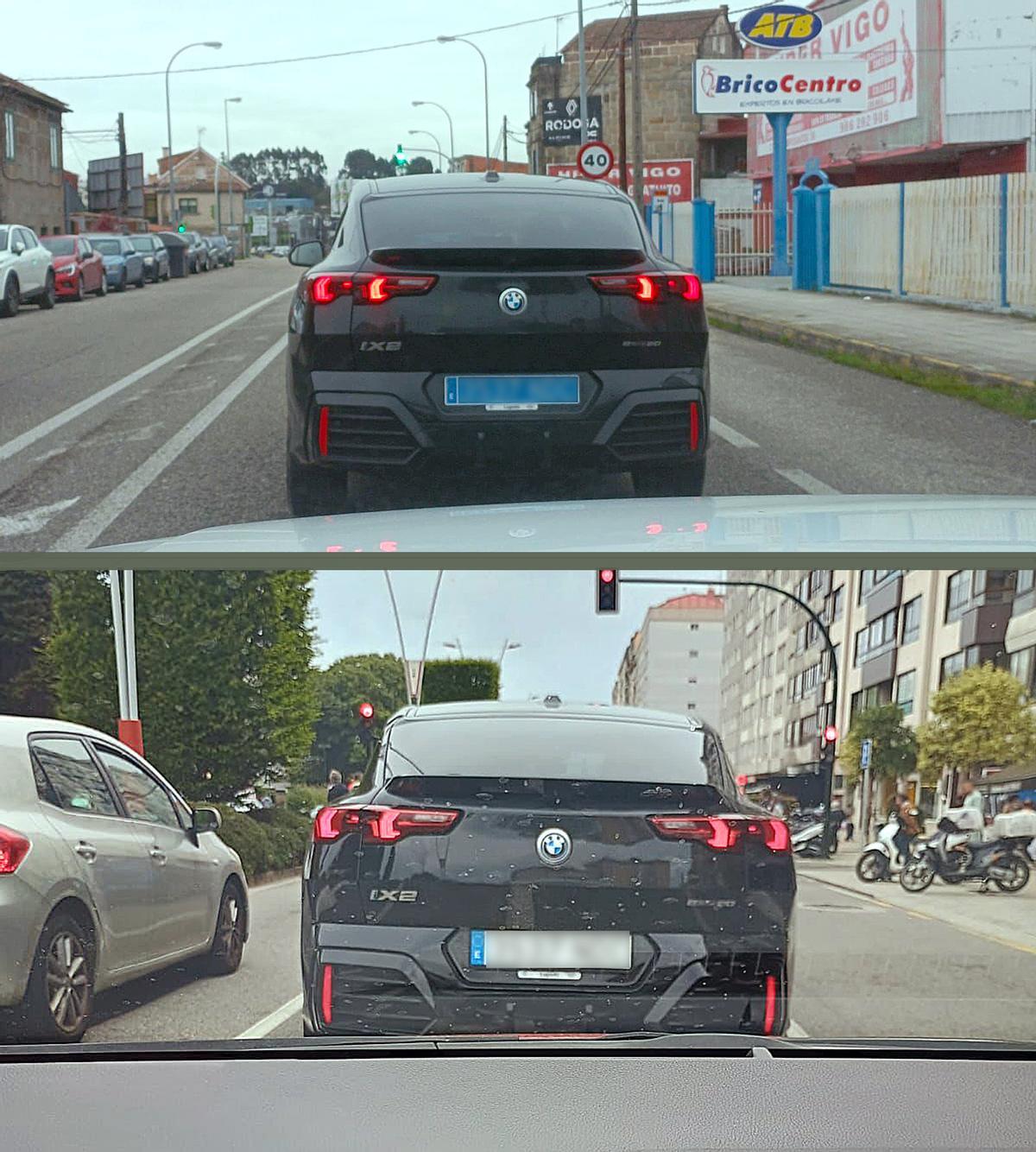 Un mismo Uber, circulando con matrícula blanca y azul.