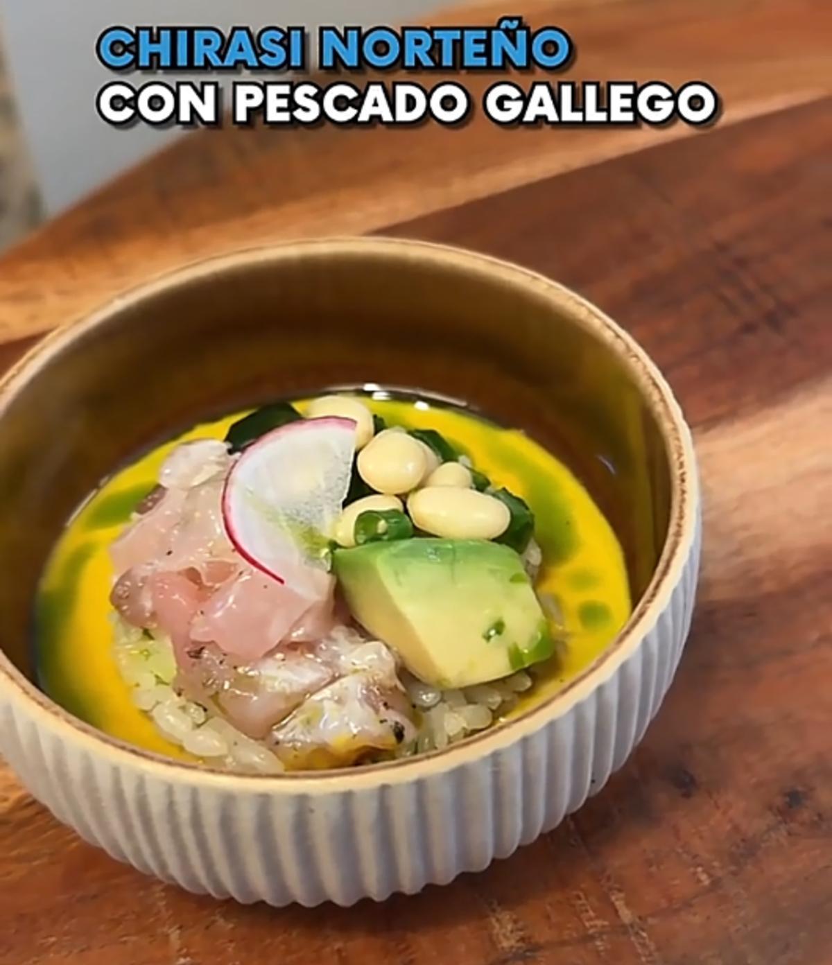 El 'chirasi norteño con pescado gallego'