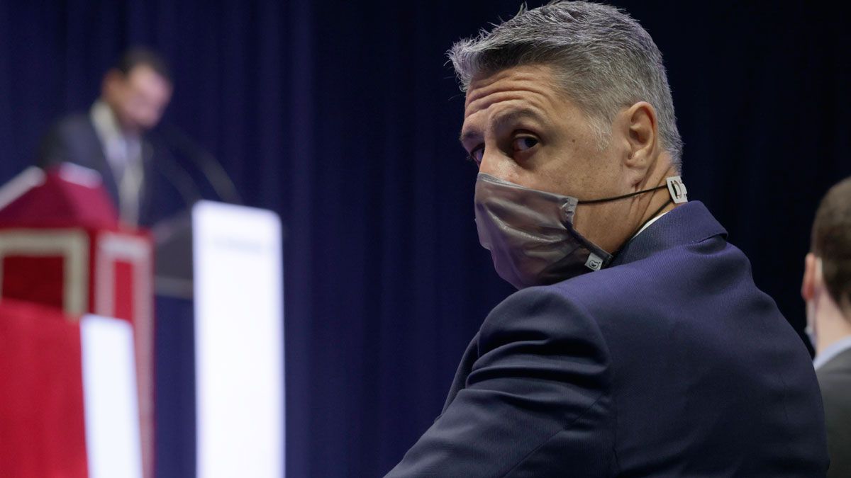 Xavier García Albiol, durante la intervención de Rubén Guijarro