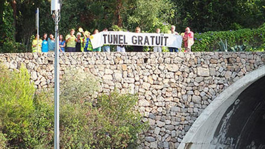 Demonstration am Sóller-Tunnel auf Mallorca.