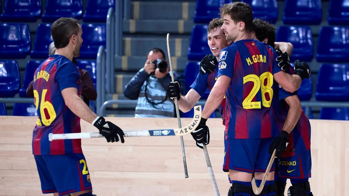 Los jugadores del Barça celebran un gol