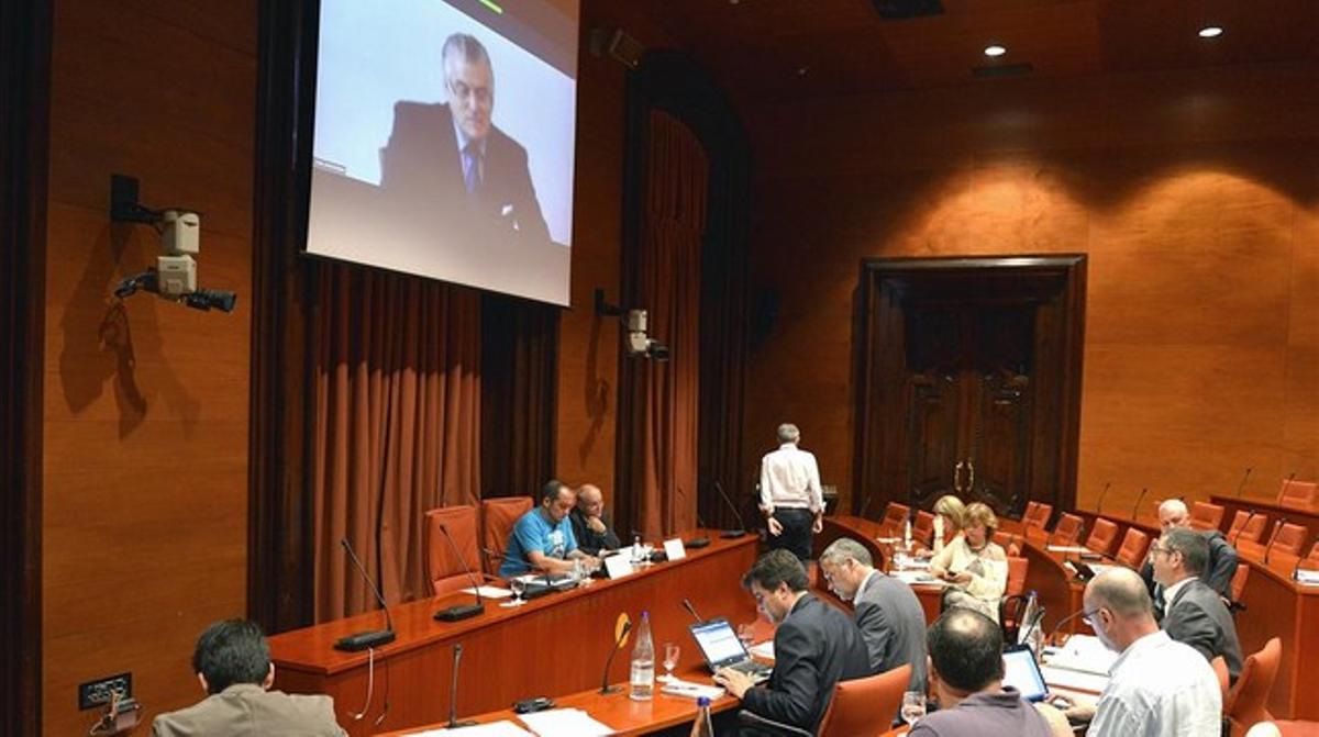 Compareixença de Luis Bárcenas per videoconferència al Parlament.