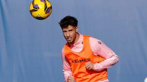 Puado, en el entrenamiento del martes del Espanyol en Sant Adrià.