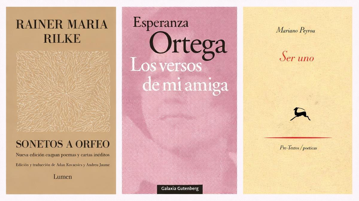 Portadas de 'Sonetos a Orfeo', 'Los versos de mi amiga' y 'Sinceramente'.