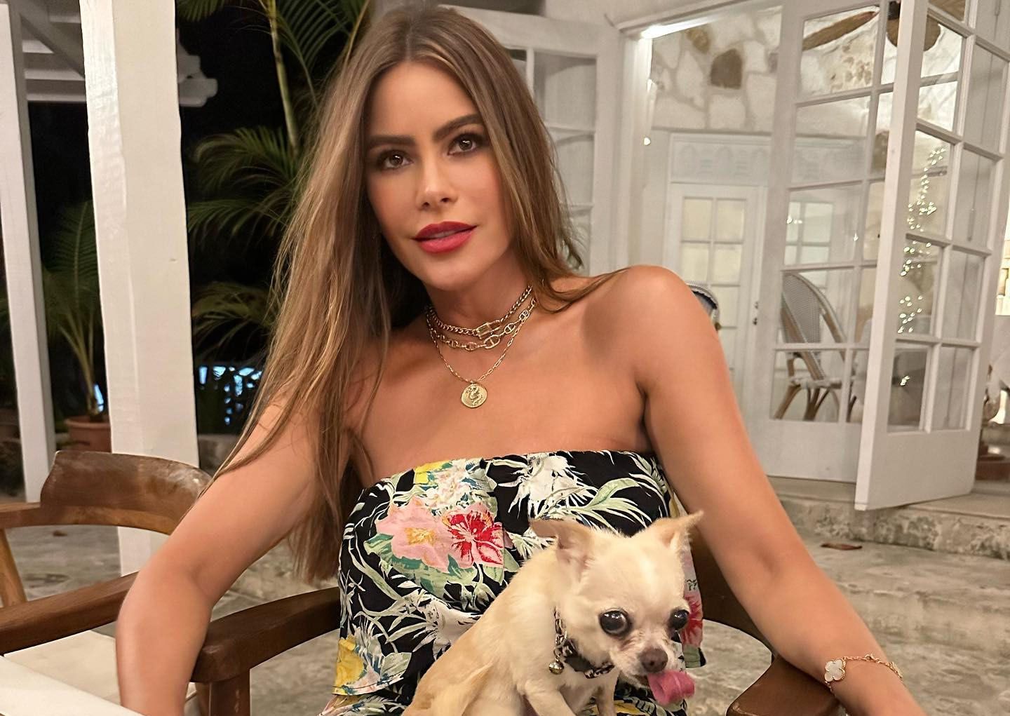 Sofía Vergara, con look estampado en sus vacaciones caribeñas