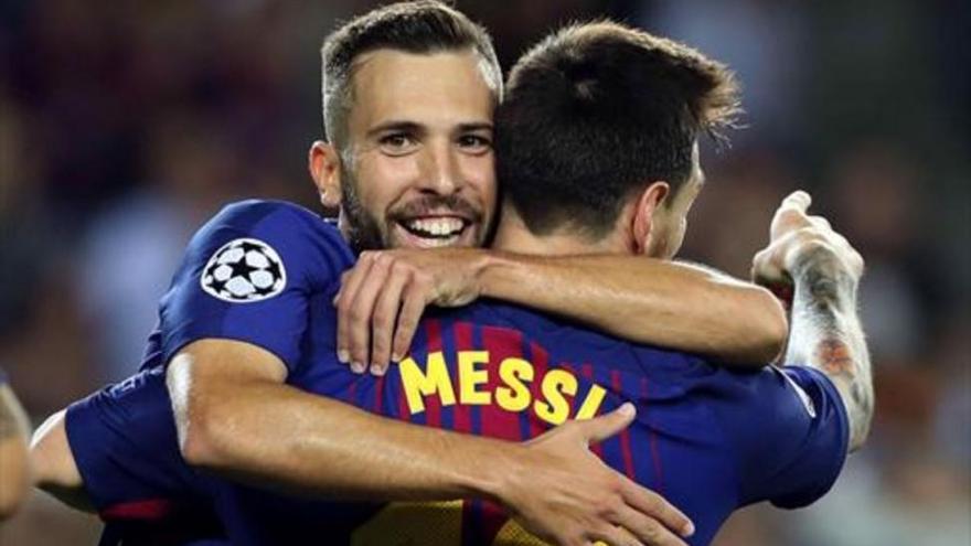 Jordi Alba, lesionado, baja ante Olympiacos