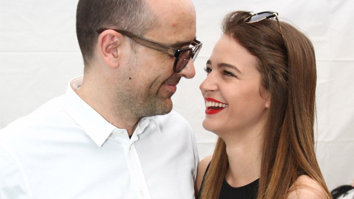 Laura Escanes, cuando cumplió 20 años, y su novio de entonces, Risto Mejide