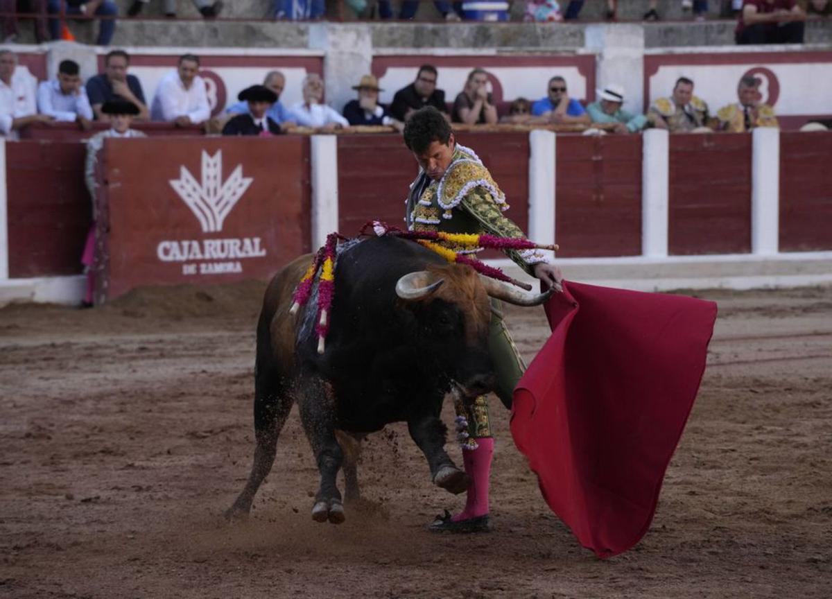 Daniel Luque, al natural, con uno de los toros de Núñez del Cuvillo. | J. L. F.