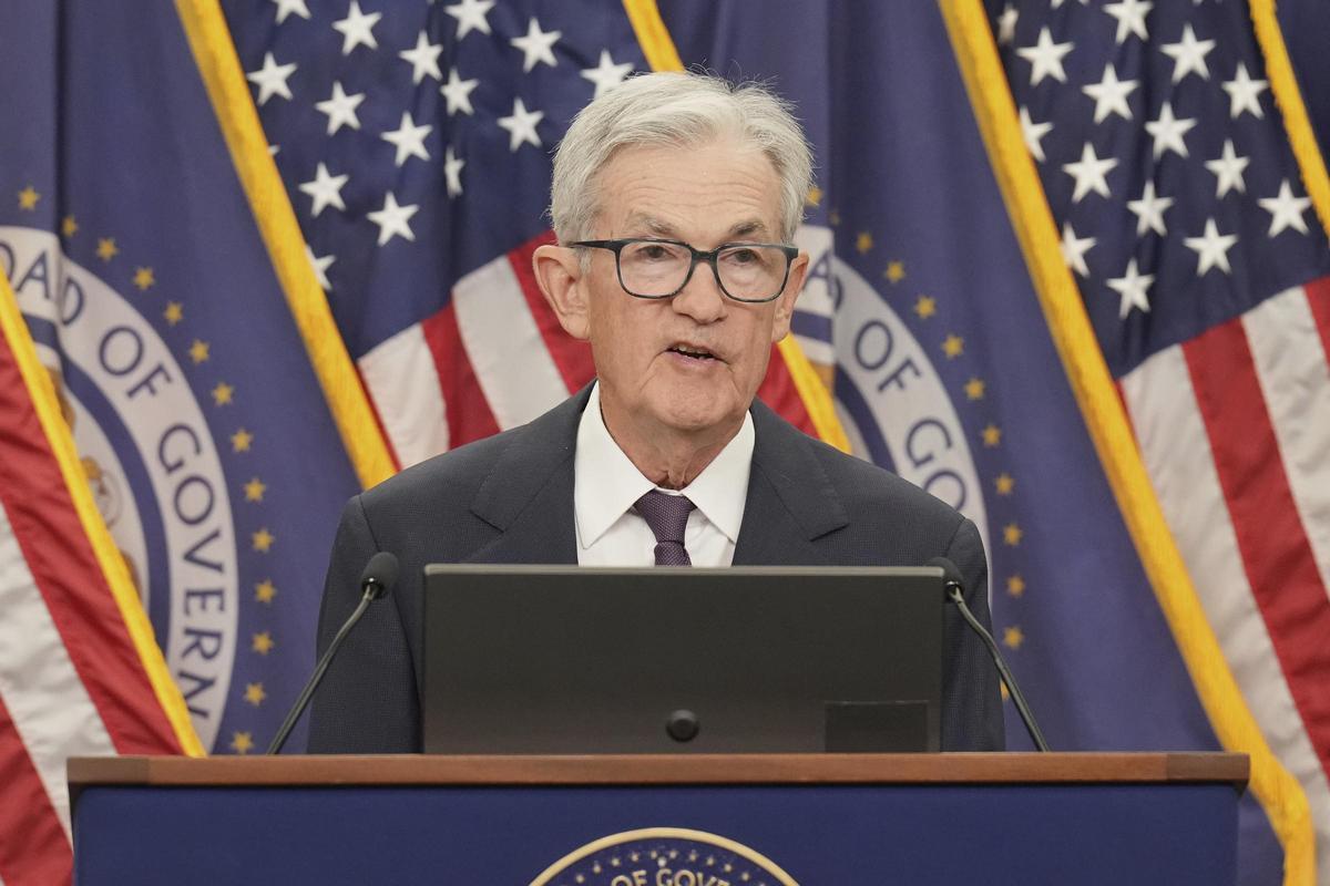 Jerome Powell, presidente de la Reserva Federal, durante su comparencia ante los medios de comunicación este miércoles.