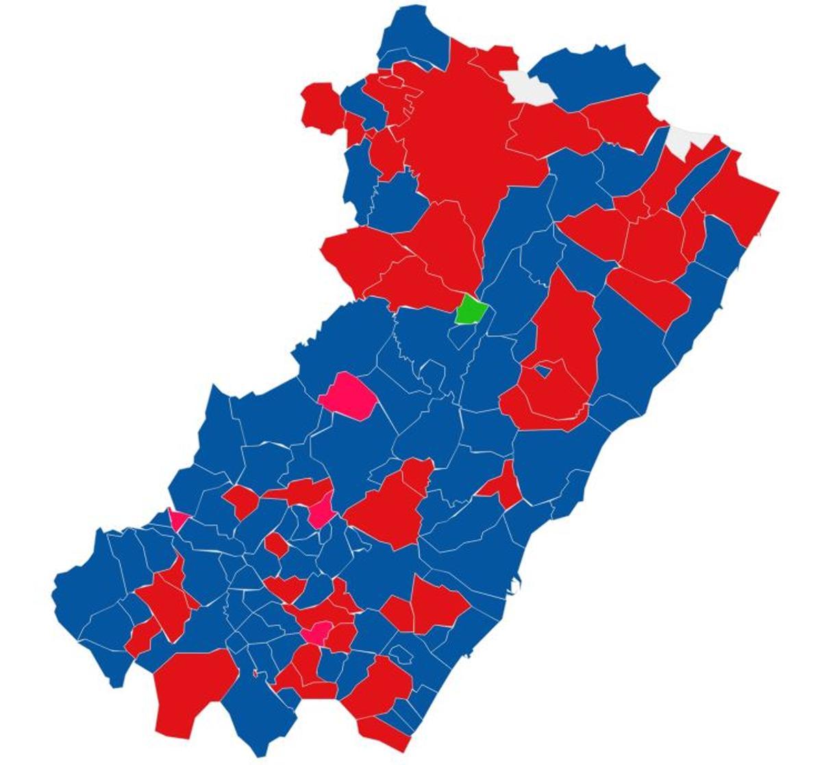 Mapa del resultado electoral en Castellón de la página oficial del Ministerio del Interior.