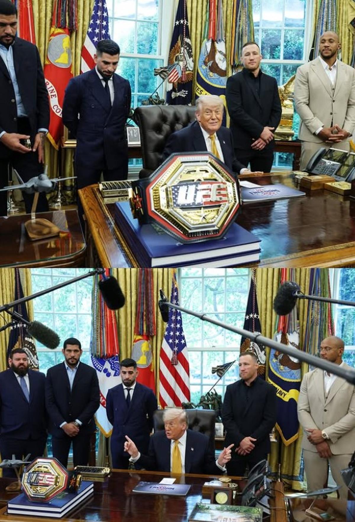 La recepción de Trump a los contendientes en el despacho oval de la Casa Blanca.