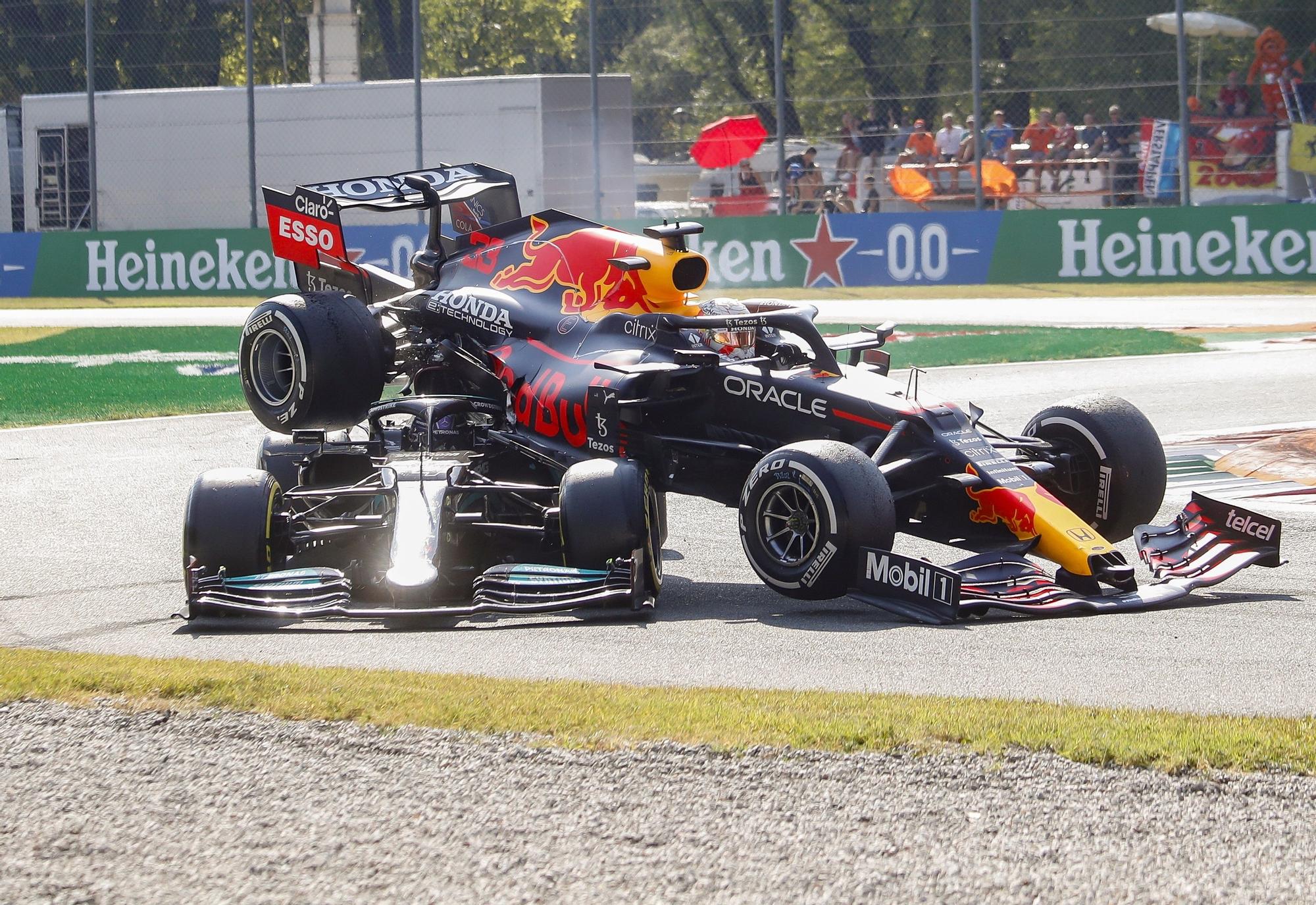 El accidente entre Verstappen y Hamilton en el GP de Italia