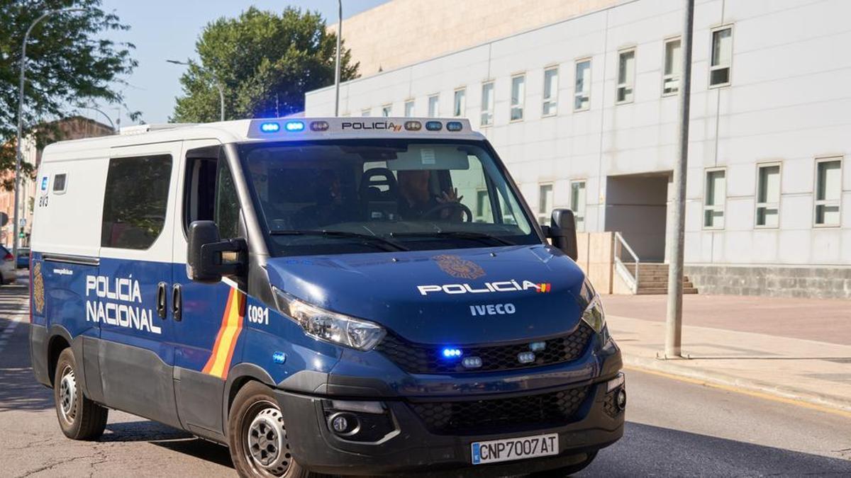 Momento en el que los dos detenidos por el robo de Atrio, Constantin y Priscila, entran en los juzgados de Cáceres el pasado mes de agosto.