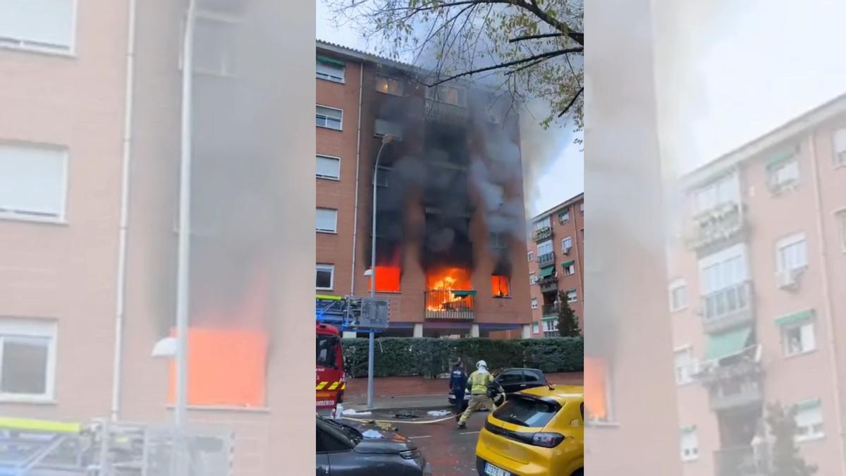 Una explosión provoca un incendio en bloque de viviendas en el barrio de Buenavista de Toledo