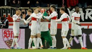 Los jugadores del Stuttgart, celebrando un gol en Bundesliga