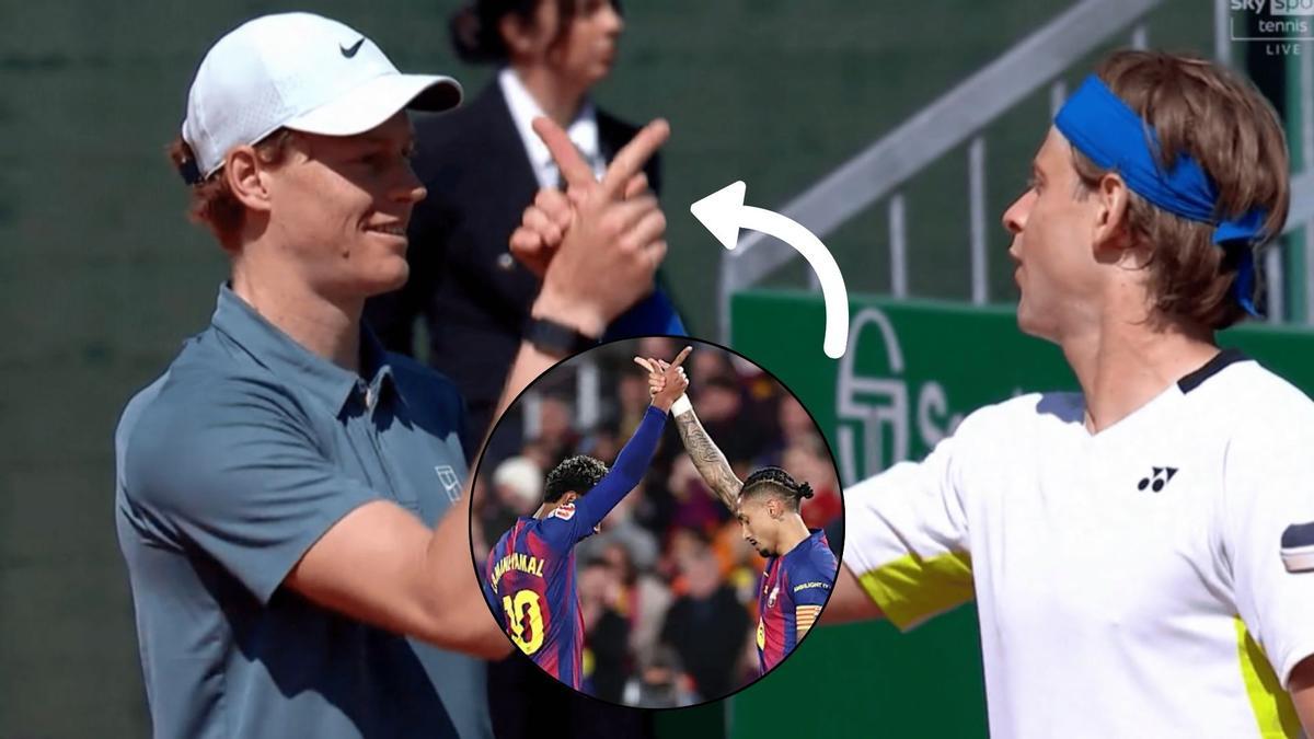Sinner y Bergs imitan la celebración 'famosa' de los jugadores del Barça