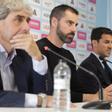 Indias, Sellés y López, durante la presentación del técnico del Real Zaragoza.