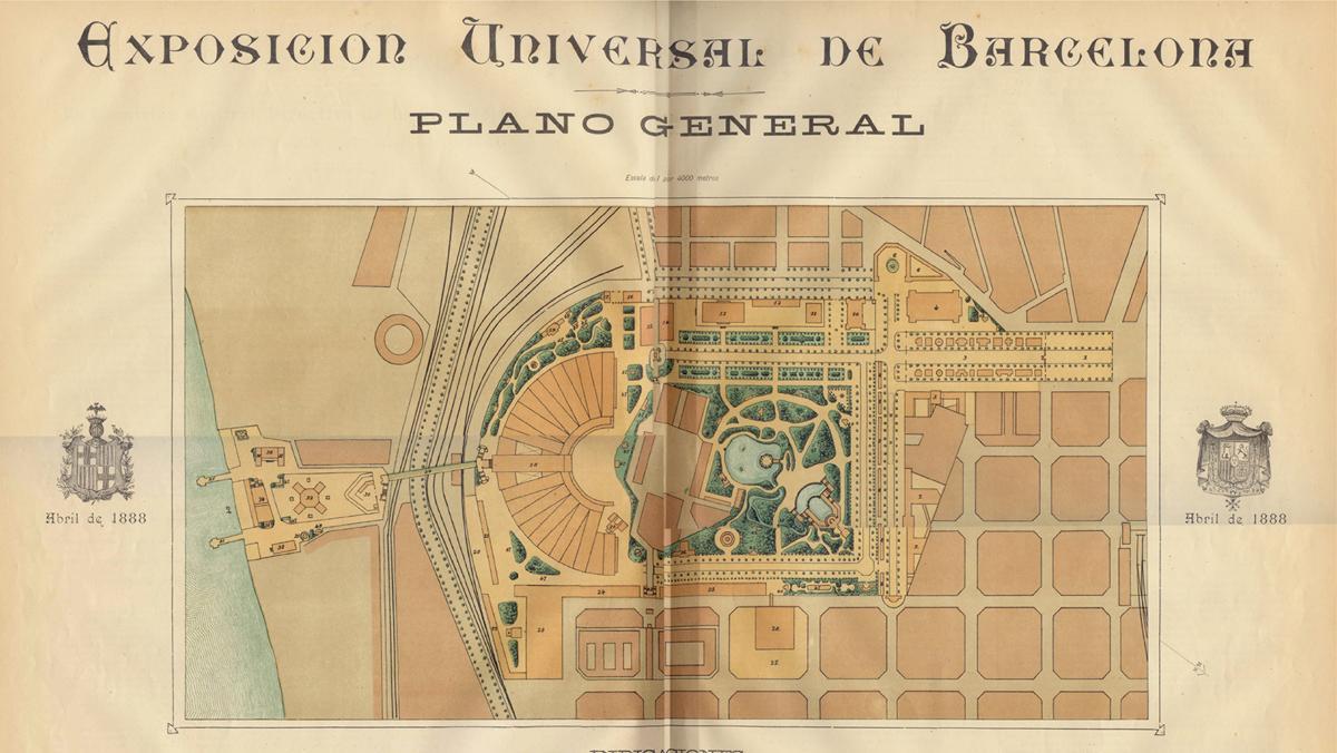 Plano original del parque durante la Exposición Universal del 1888.