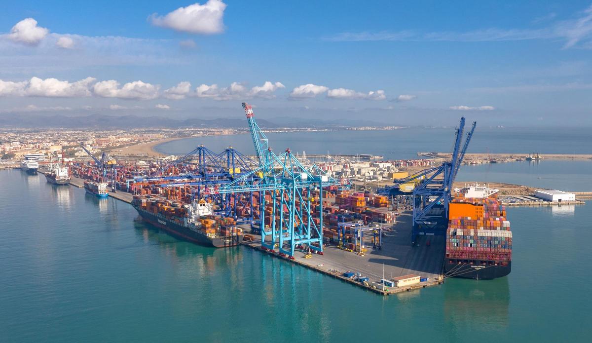 Vista aérea de la terminal de APM en Valenciaport, en una imagen reciente.