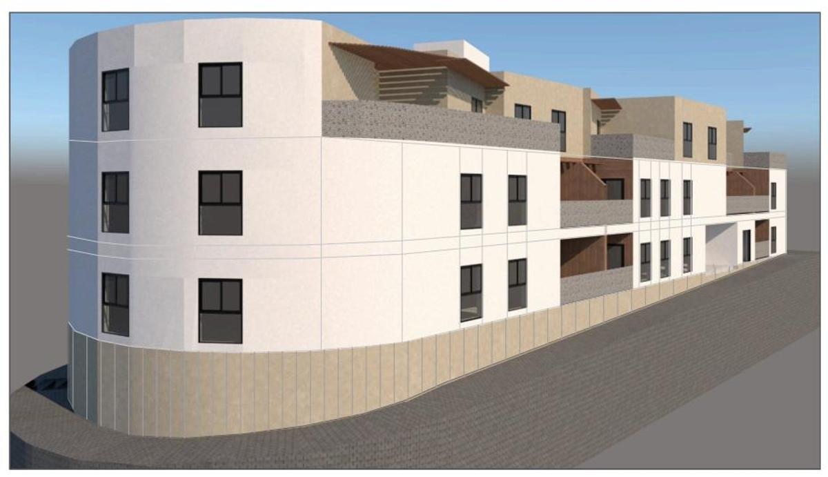 Infografía del edificio de VPO en la calle Damasco, en Arguineguín.