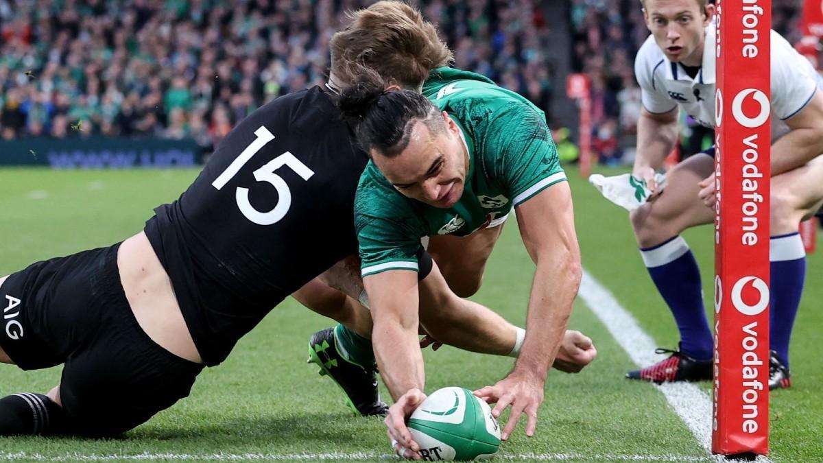 Instantánea del partido entre Irlanda y Nueva Zelanda disputado en Dublín