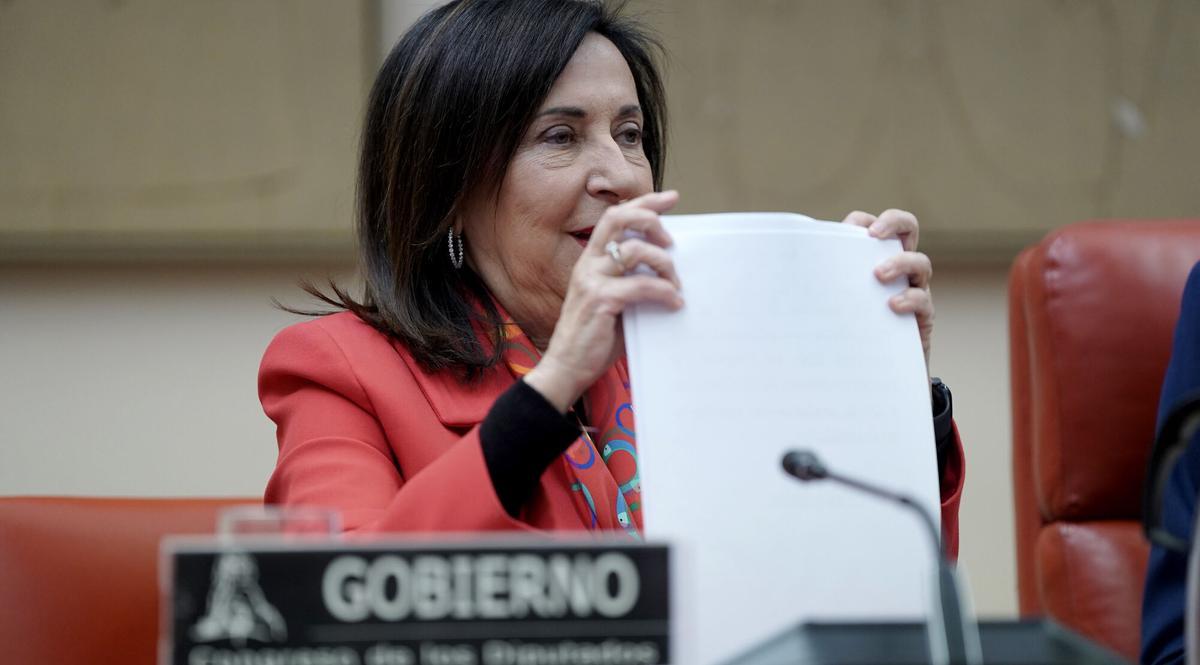 La ministra de Defensa, Margarita Robles, durante una comparecencia en el Congreso de los Diputados.