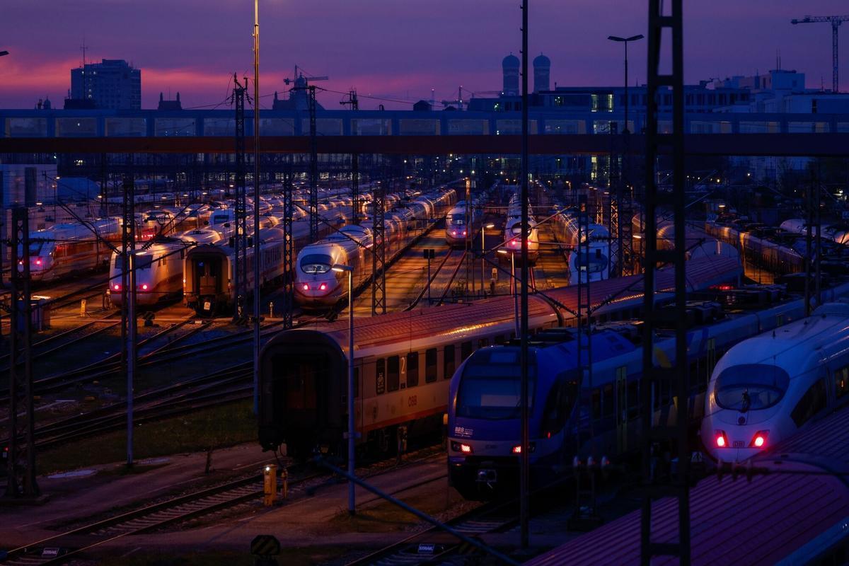 Huelga de los trabajadores del ferrocarril en Alemania. Múnic.