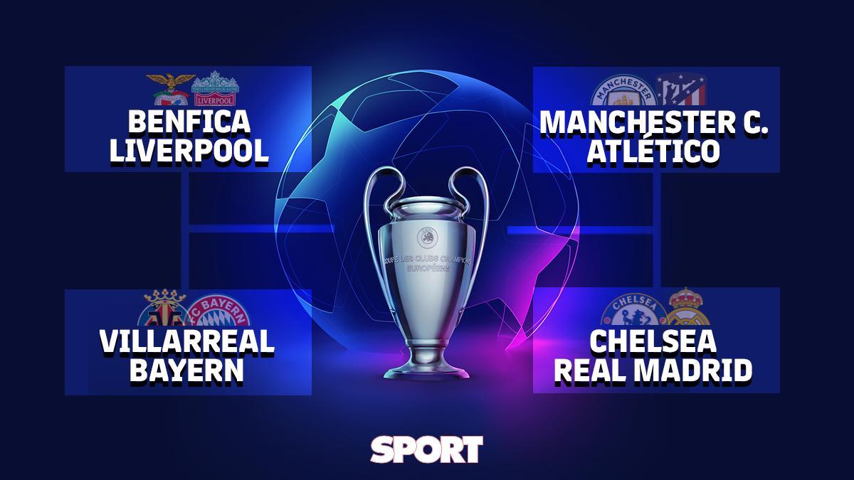 Chelsea - Real Madrid, Manchester City - Atlético de Madrid y Villarreal - Bayern en cuartos de Champions League