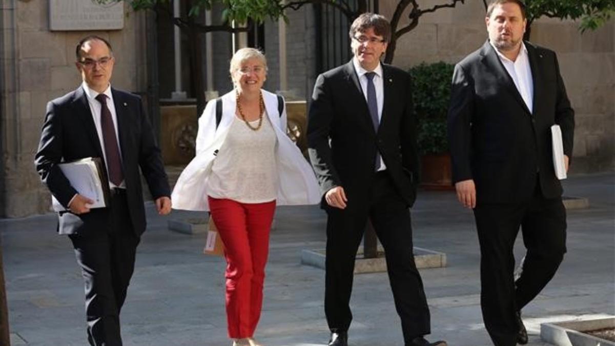 Jordi Turull, Clara Ponsatí, Carles Puigdemont y Oriol Junqueras