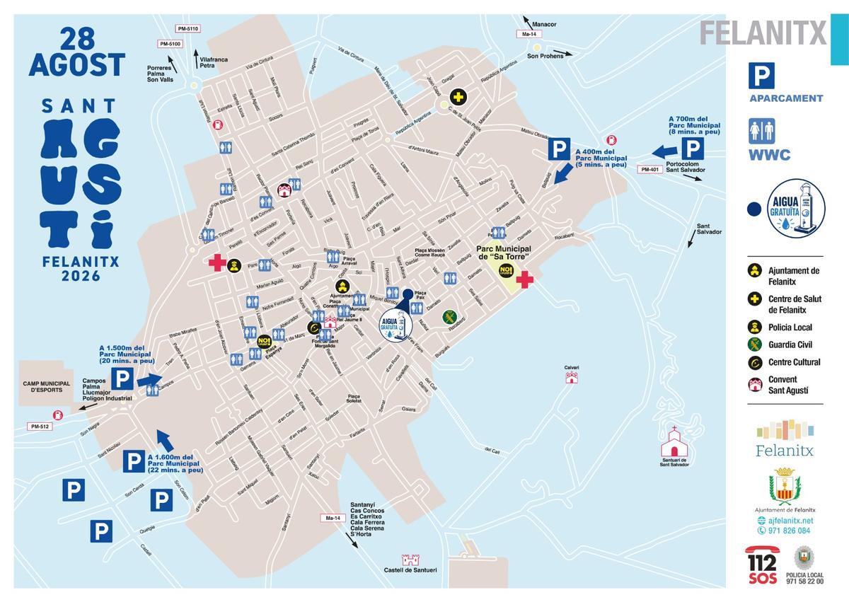 Mapa de los aparcamientos en Felanitx.