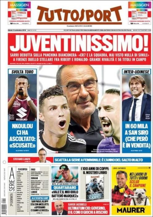 Portada TUTTOSPORT sábado 14 septiembre 2019