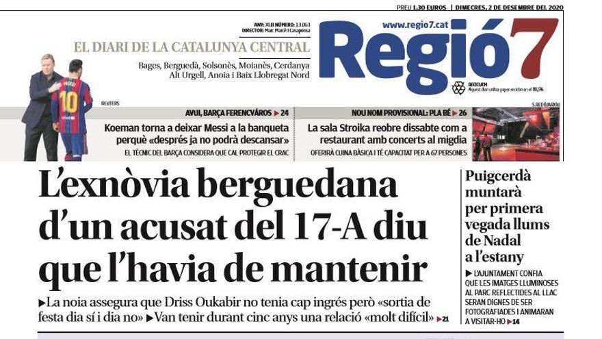 La portada de Regió7 d&#039;aquest dimecres, 2 de desembre