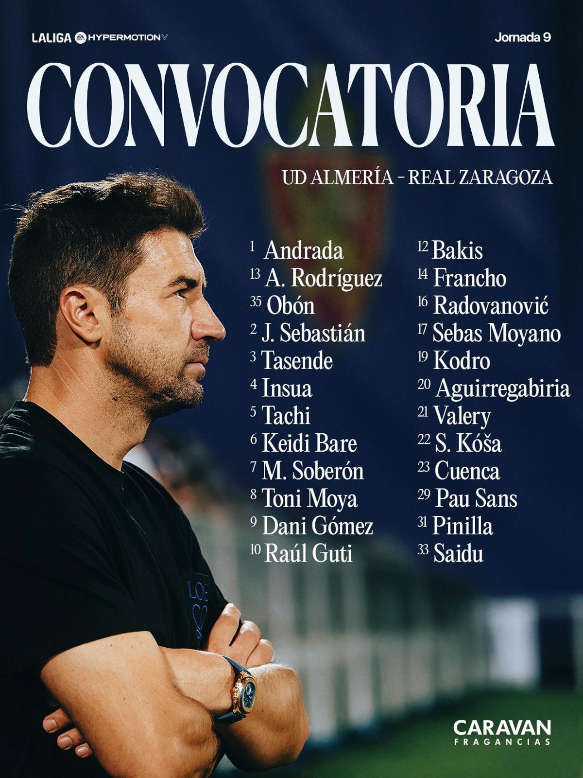 Convocatoria de 24 jugadores para viajar a Almería.