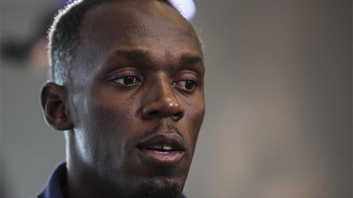 Bolt, durante la rueda de prensa