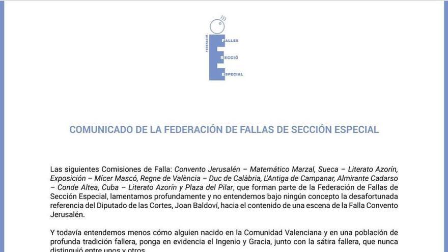 Comunicado de la Federación de Especial