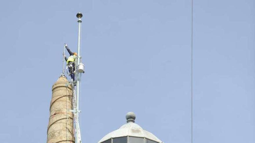 Pararrayos de la Torre, durante una intervención.