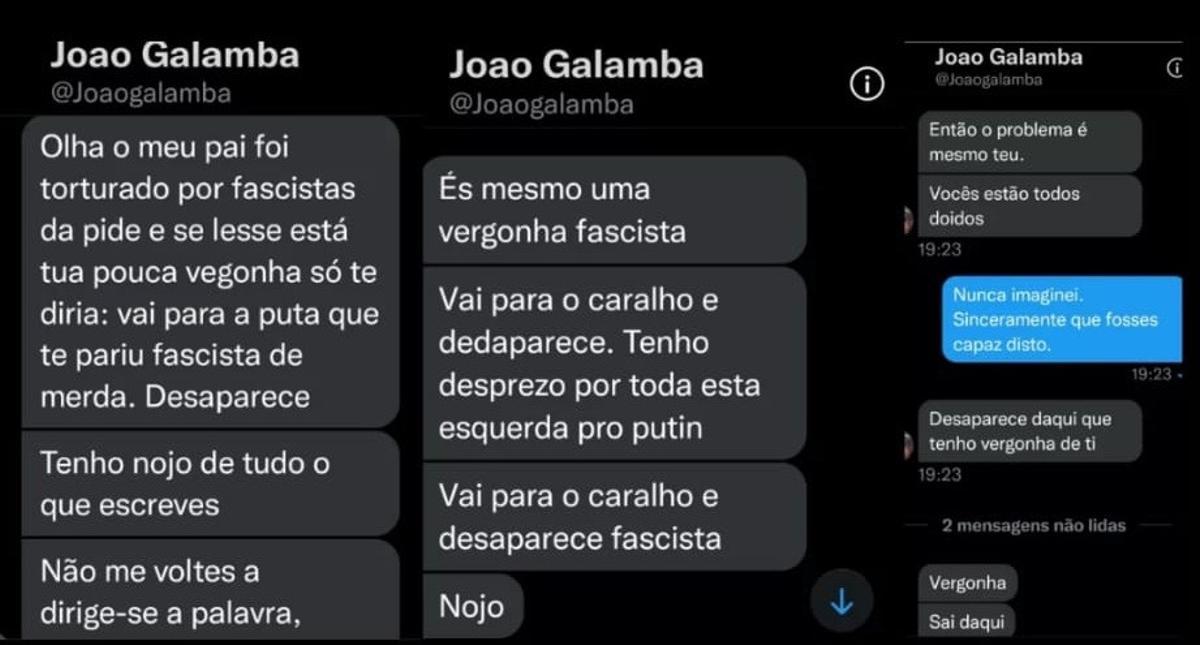 Mensajes enviados por Joao Galamba a un usuario de Twitter por la Guerra de Ucrania