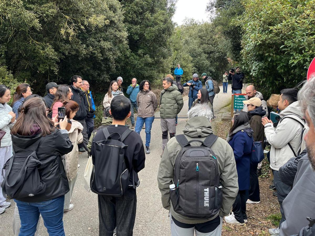 La directora del Parc Natural de Sant Llorenç del Munt i l'Obac i tècnics del projecte durant la presentació