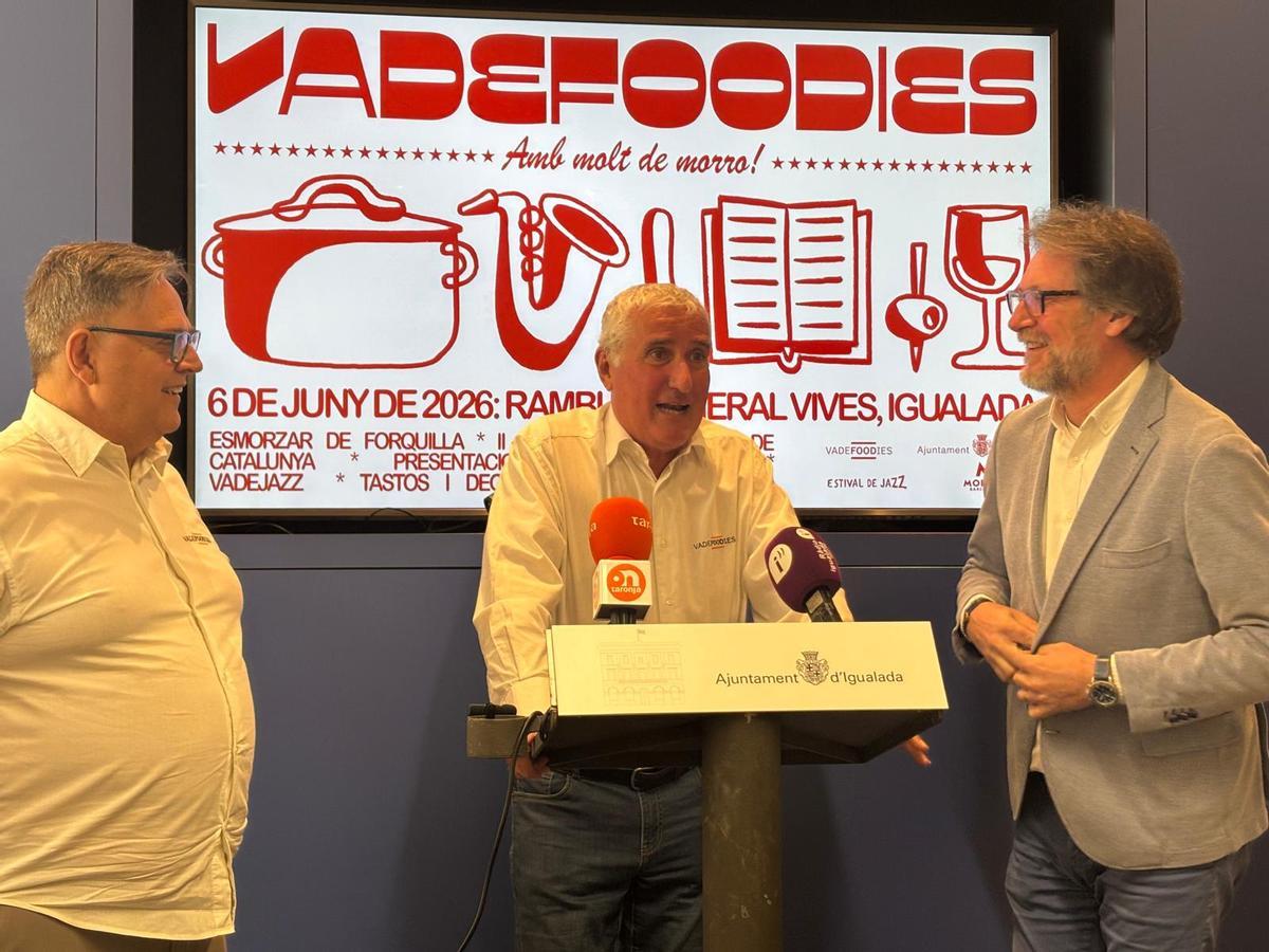 Fontanella, Llanas i Marcè, durant la presentació de Vadefoodies, aquest dimecres