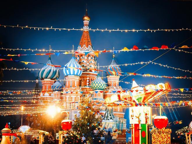 Luces de Navidad en Moscú, Rusia