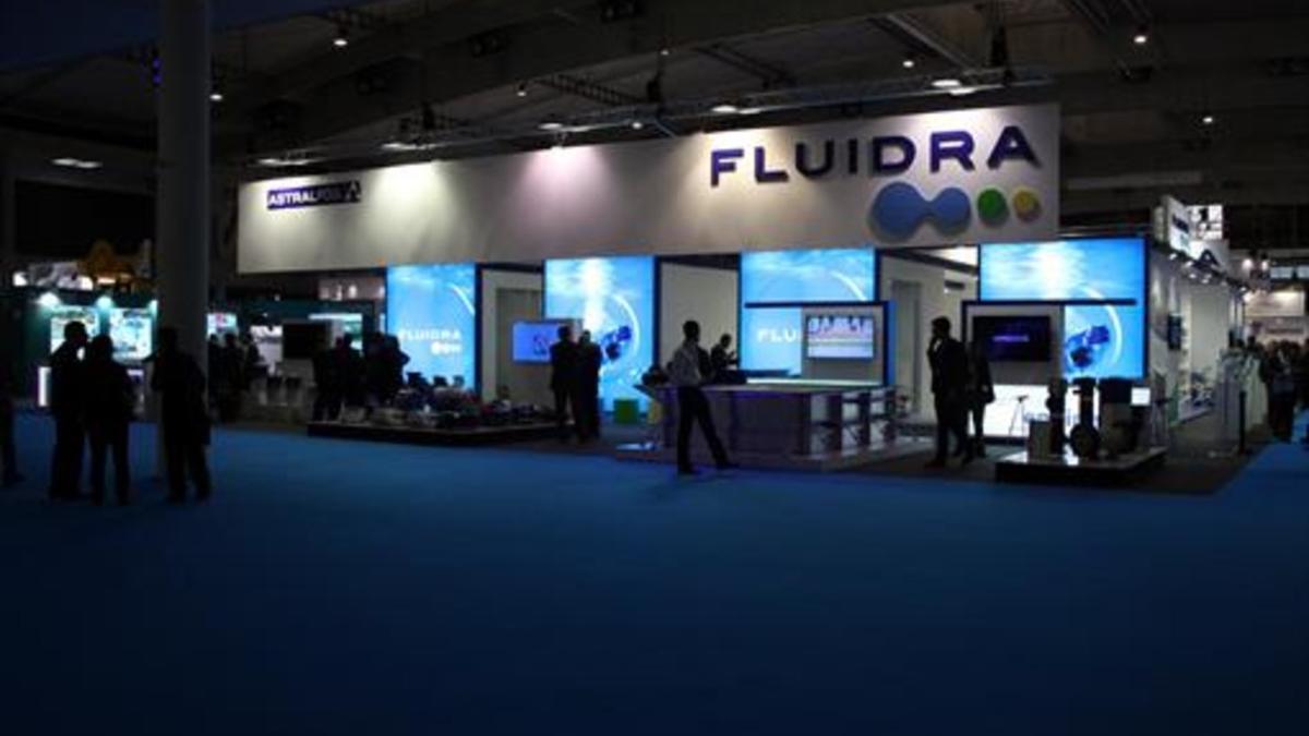 Estand de Fluidra en una feria.