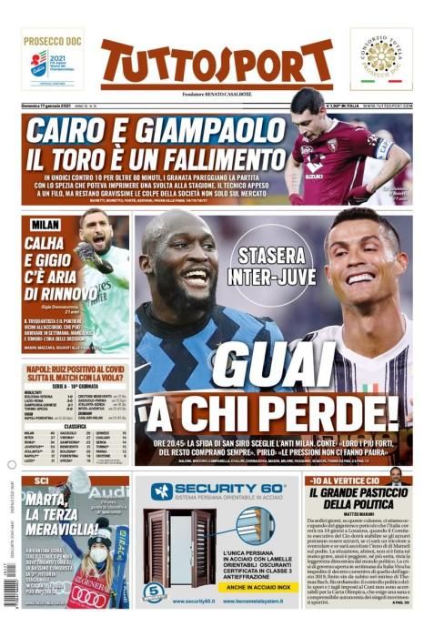 Portada TUTTOSPORT domingo 17 enero 2021