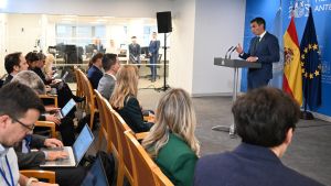 El presidente del Gobierno, Pedro Sánchez, comparece ante los medios el pasado jueves en la sede de la Representación Permanente de España ante la ONU.