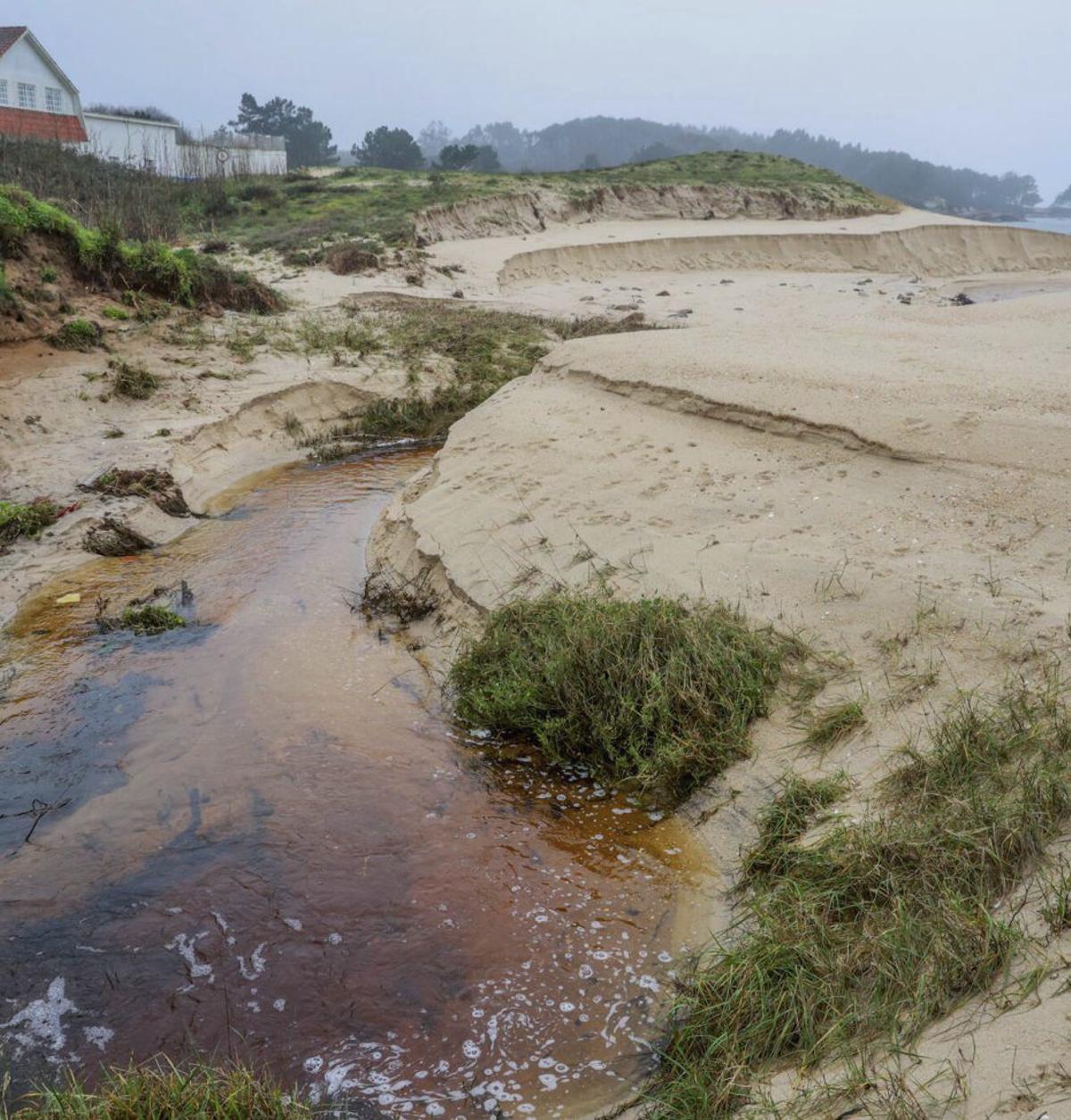 Playa Mexiloeira, tras los arrastres de arena, en febrero. | IÑAKI ABELLA