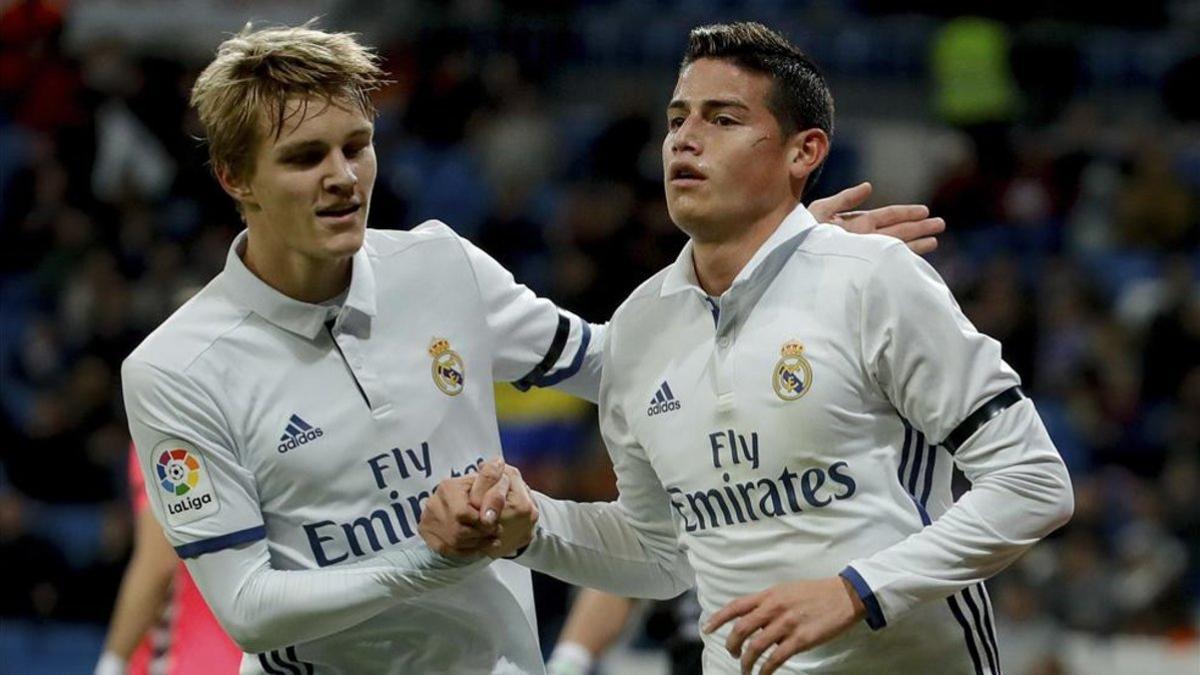 Odegaard y James, en su etapa en el Real Madrid