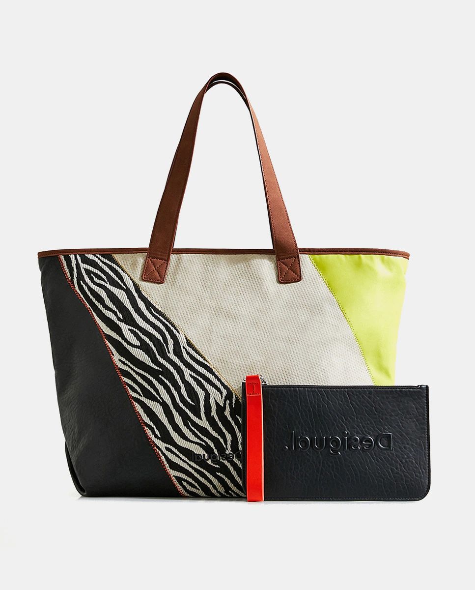 Bolso shopper grande Click Clocken Namibia con patch tejidos multicolor