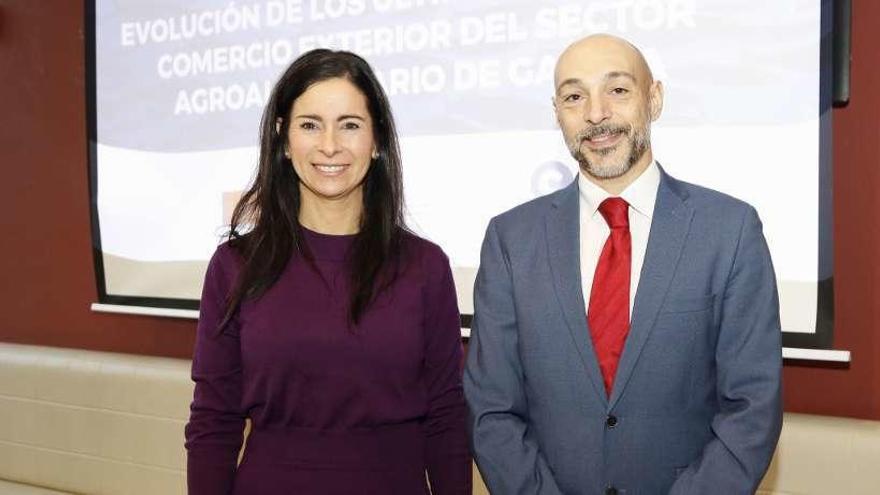Patricia García y Sergio Prieto, ayer, en el Círculo de Empresarios. // Alba Villar